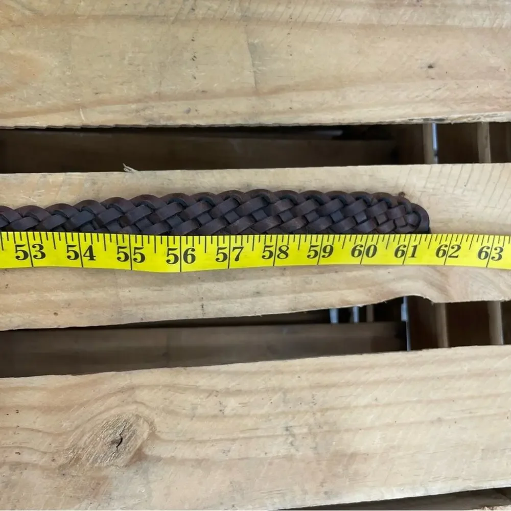 Oil Tainted Cowhide brown leather woven braided belt size 54